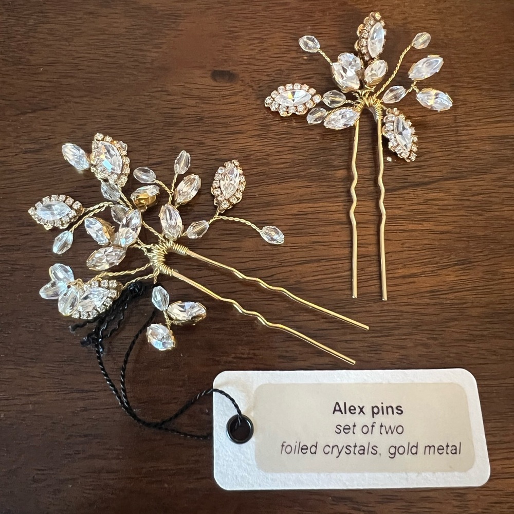Sara Gabriel Gold Crystal Hair Pins Set